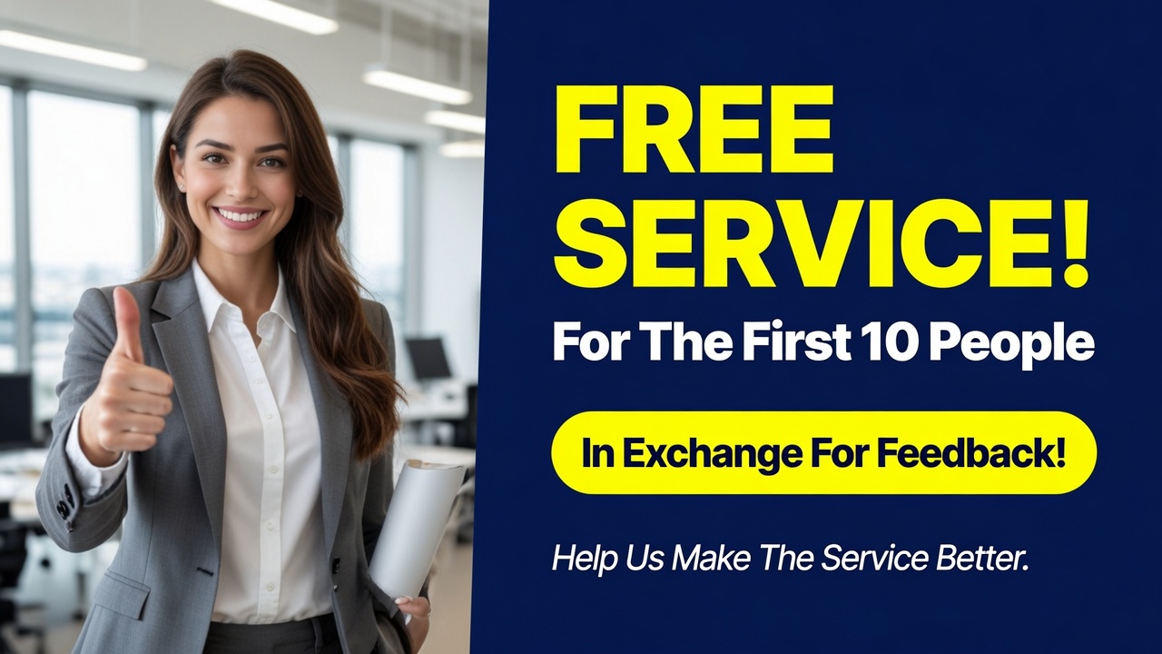 Free service for the first 10 people in exchange for feedback